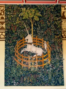 Replica tapestry of The Hunt For The Unicorn inside Stirling Castle