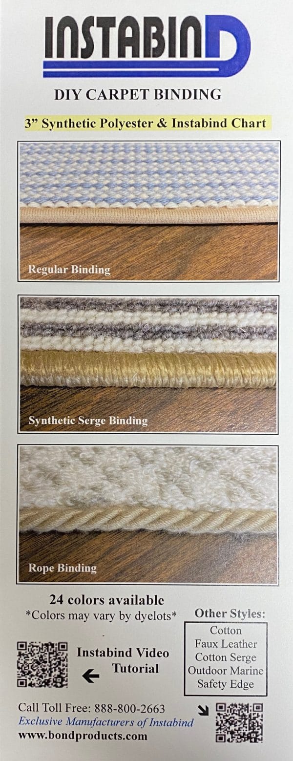 Instabind Synthetic Serge Style Carpet Binding in Color Beige