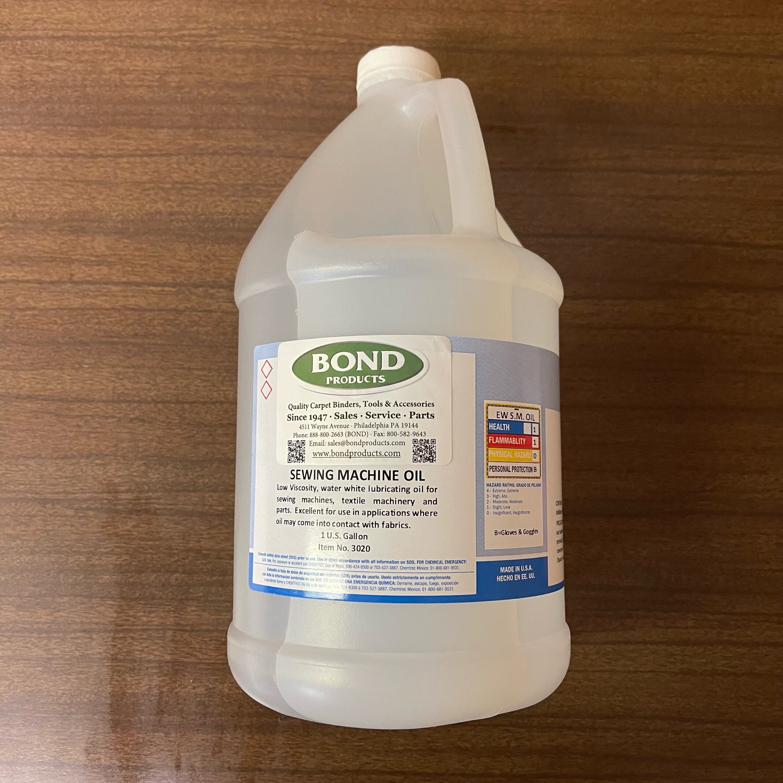 Stainless Sewing Oil - 1 gallon bottle - Bond Products Inc